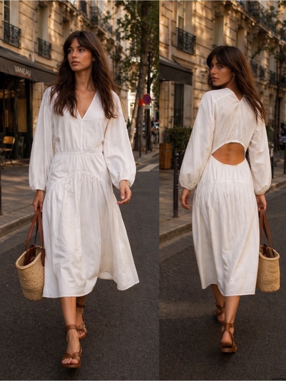 Vince Ivory Midi Dress with Back Cutout